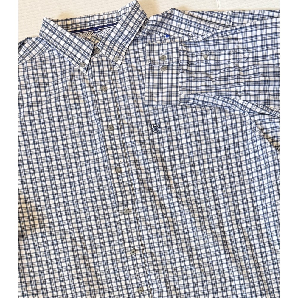 ARIAT Pro Series - Men's Shirt - Blue Plaid Long Sleeve Button Western - XXL 2XL